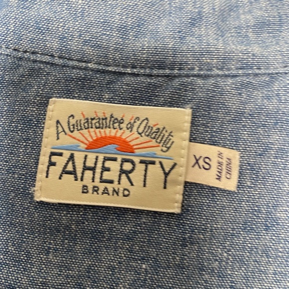 Faherty Collared Pullover Long Sleeve Top Sz XS - Picture 3 of 11